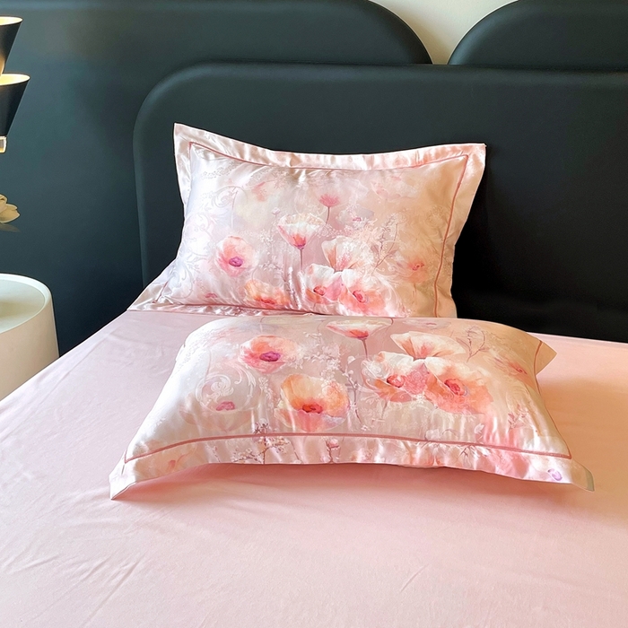 91家纺网 家纺一手货源 找家纺 大麦乐田 2025新款直播爆款欧式轻奢提花数码印花四件套 花香