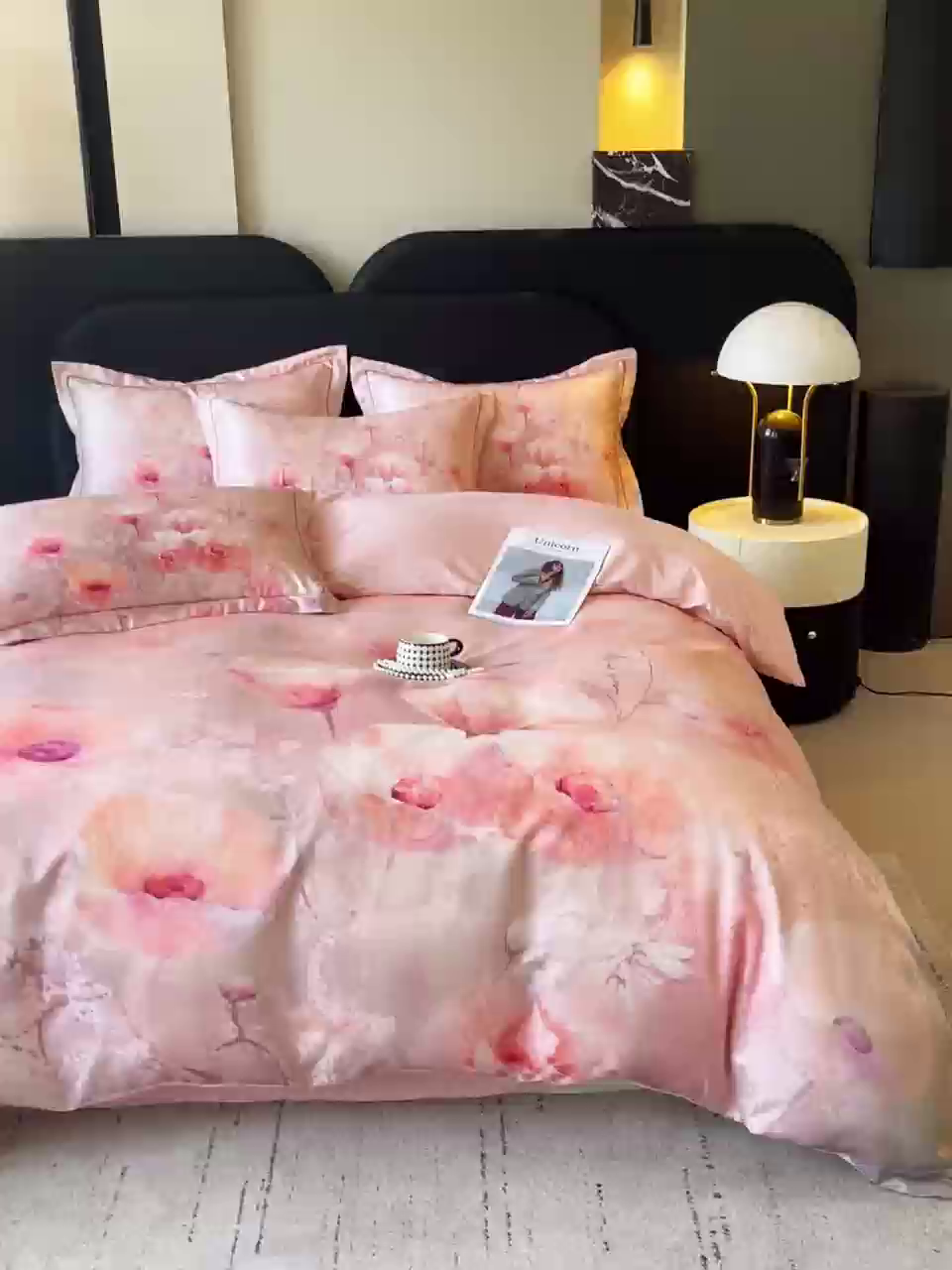 91家纺网 家纺一手货源 找家纺 大麦乐田 2025新款直播爆款欧式轻奢提花数码印花四件套 花香