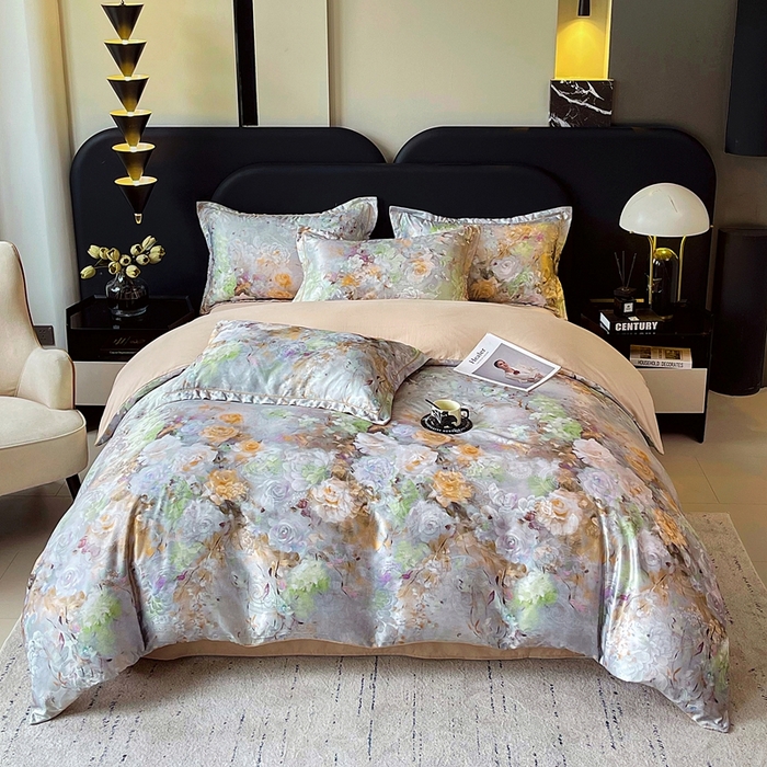 91家纺网 家纺一手货源 找家纺 大麦乐田 2025新款直播爆款欧式轻奢提花数码印花四件套 秘境