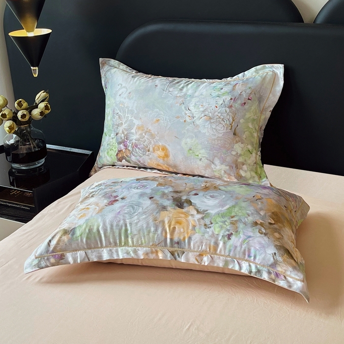 91家纺网 家纺一手货源 找家纺 大麦乐田 2025新款直播爆款欧式轻奢提花数码印花四件套 秘境