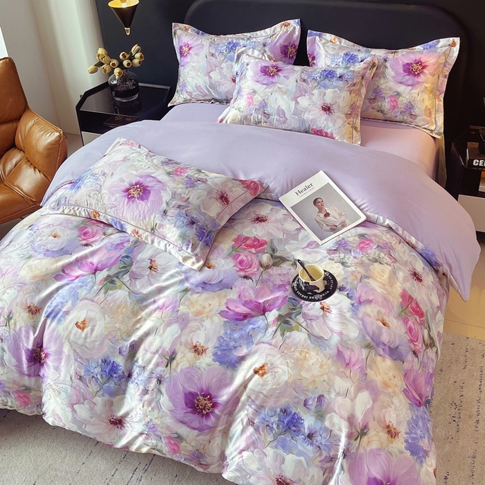 91家纺网 家纺一手货源 找家纺 大麦乐田 2025新款直播爆款欧式轻奢提花数码印花四件套 琦梦