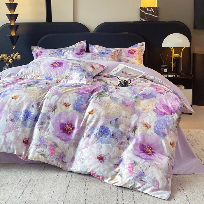 91家纺网 家纺一手货源 找家纺 大麦乐田 2025新款直播爆款欧式轻奢提花数码印花四件套 琦梦