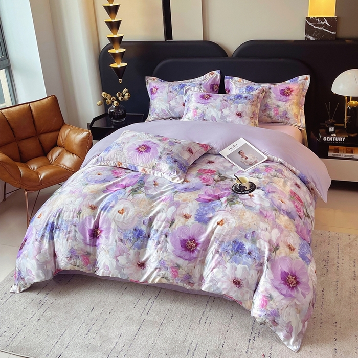 91家纺网 家纺一手货源 找家纺 大麦乐田 2025新款直播爆款欧式轻奢提花数码印花四件套 琦梦