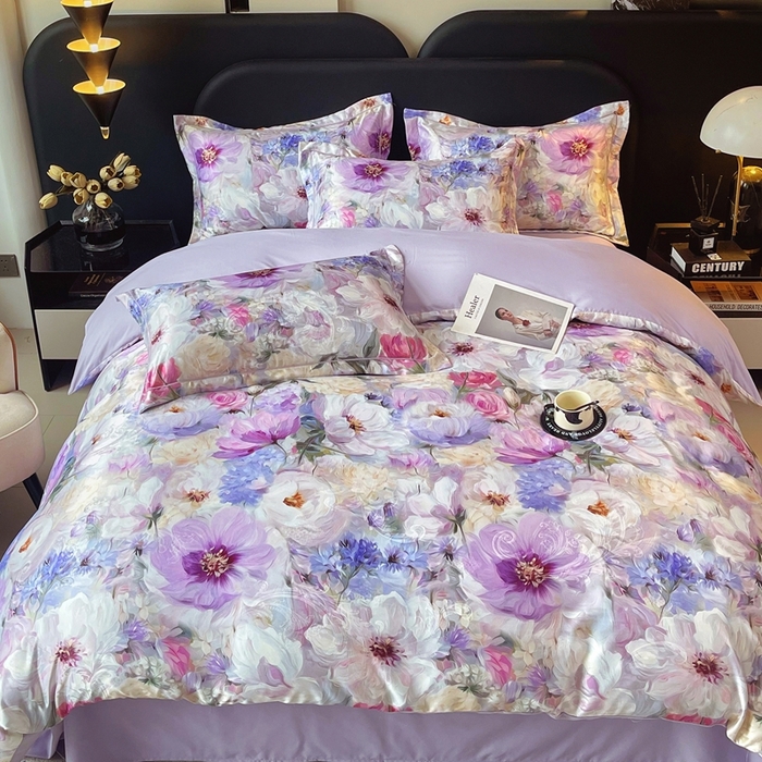 91家纺网 家纺一手货源 找家纺 大麦乐田 2025新款直播爆款欧式轻奢提花数码印花四件套 琦梦