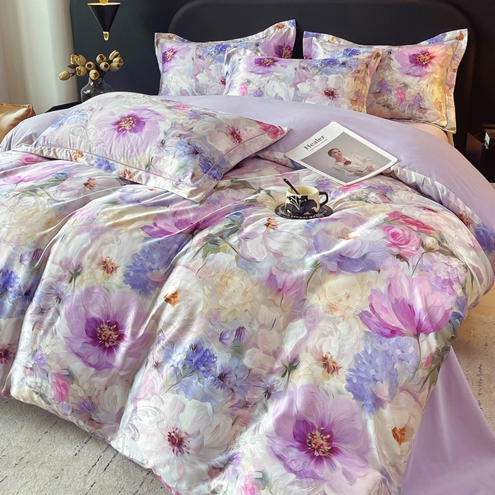 91家纺网 家纺一手货源 找家纺 大麦乐田 2025新款直播爆款欧式轻奢提花数码印花四件套 琦梦