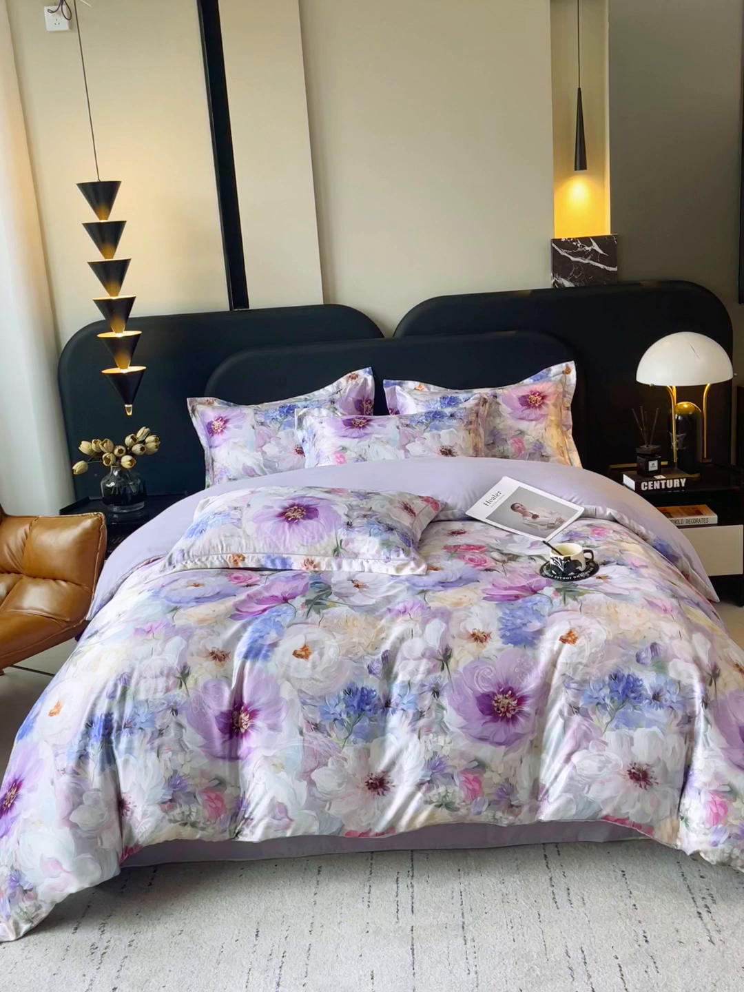 91家纺网 家纺一手货源 找家纺 大麦乐田 2025新款直播爆款欧式轻奢提花数码印花四件套 琦梦