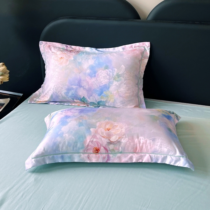 91家纺网 家纺一手货源 找家纺 大麦乐田 2025新款直播爆款欧式轻奢提花数码印花四件套 心语