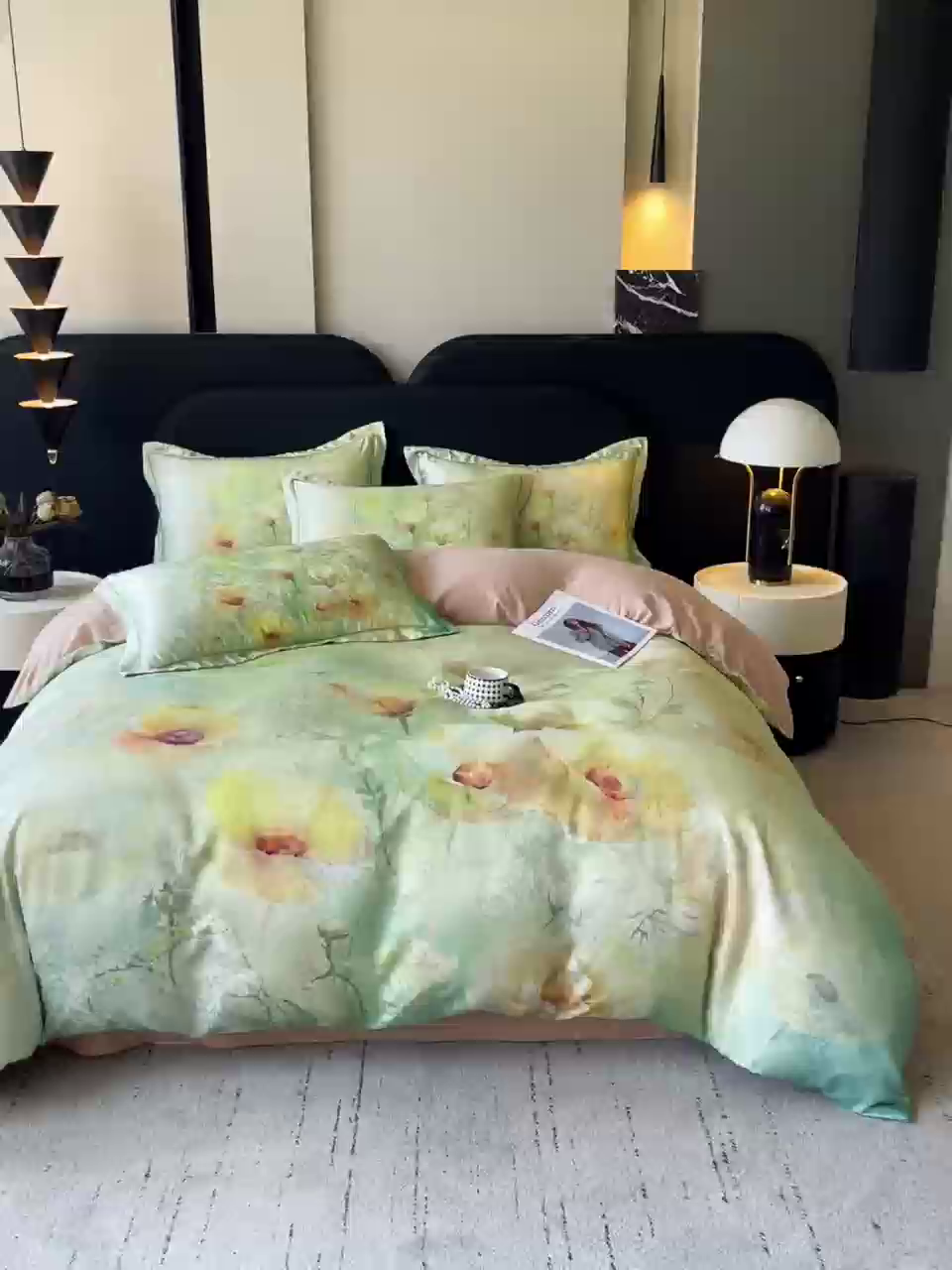 91家纺网 家纺一手货源 找家纺 大麦乐田 2025新款直播爆款欧式轻奢提花数码印花四件套 寻觅