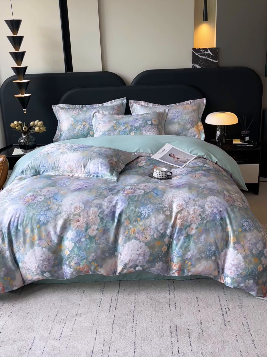 91家纺网 家纺一手货源 找家纺 大麦乐田 2025新款直播爆款欧式轻奢提花数码印花四件套 云馥