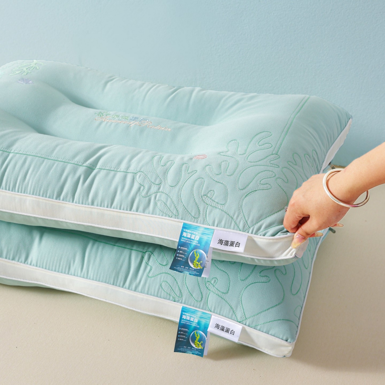 91家纺网 家纺一手货源 找家纺 （总）十仟家纺 2025新款刺绣款超柔软枕头枕芯家用单个成人护颈椎助深度睡眠枕芯