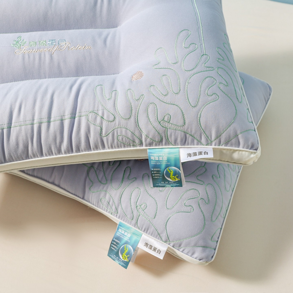 91家纺网 家纺一手货源 找家纺 十仟家纺 2025新款刺绣款超柔软枕头枕芯家用单个成人护颈椎助深度睡眠枕芯 兰灰