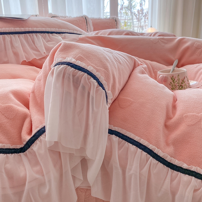 91家纺网 家纺一手货源 找家纺 （总）青竹苑 2025新款韩版全消光烂花牛奶绒床盖四件套