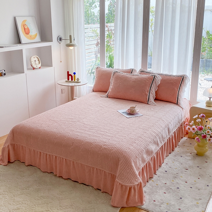 91家纺网 家纺一手货源 找家纺 （总）青竹苑 2025新款韩版全消光烂花牛奶绒床盖四件套