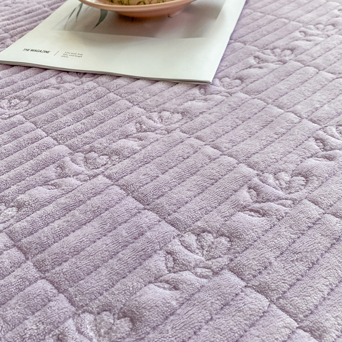 91家纺网 家纺一手货源 找家纺 青竹苑 2025新款韩版全消光烂花牛奶绒床盖四件套 樱花-紫色