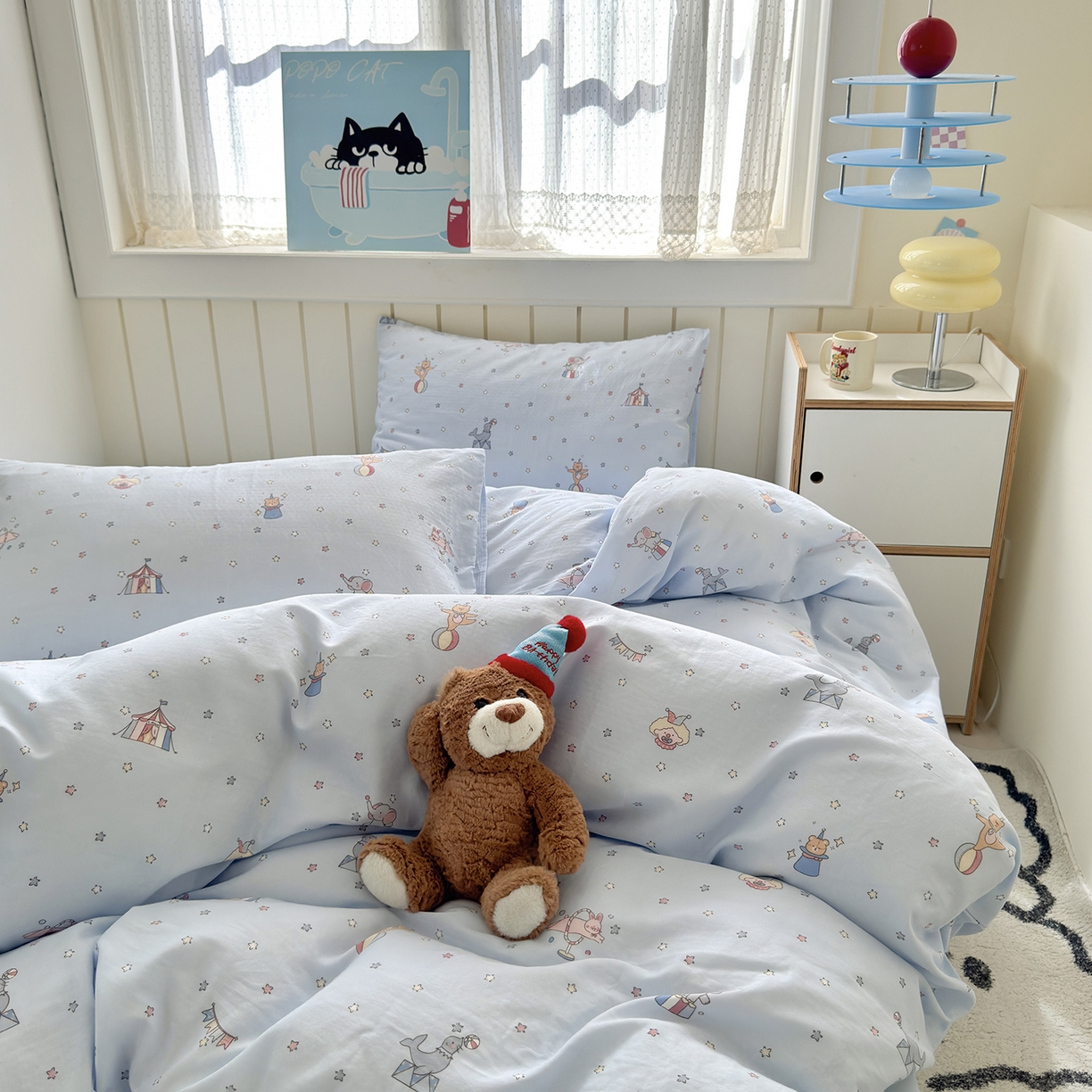 91家纺网 家纺一手货源 找家纺 于果 2025新款全棉双层纱四件套（第六批） 马戏团-兰