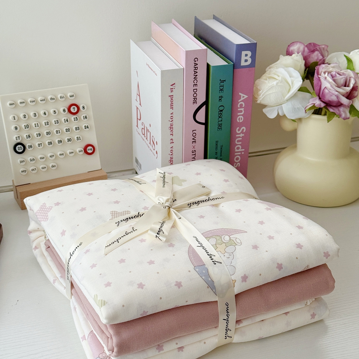 91家纺网 家纺一手货源 找家纺 于果 2025新款全棉双层纱四件套（第六批） 晚安宝贝