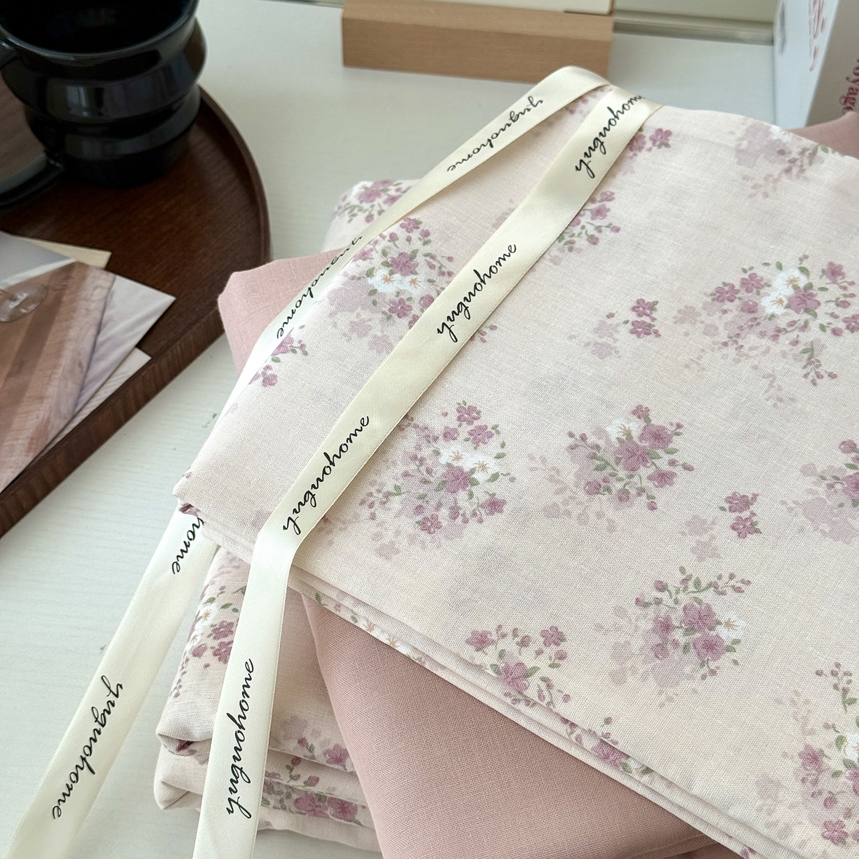 91家纺网 家纺一手货源 找家纺 于果 2025新款全棉双层纱四件套（第六批） 桃山雾-粉