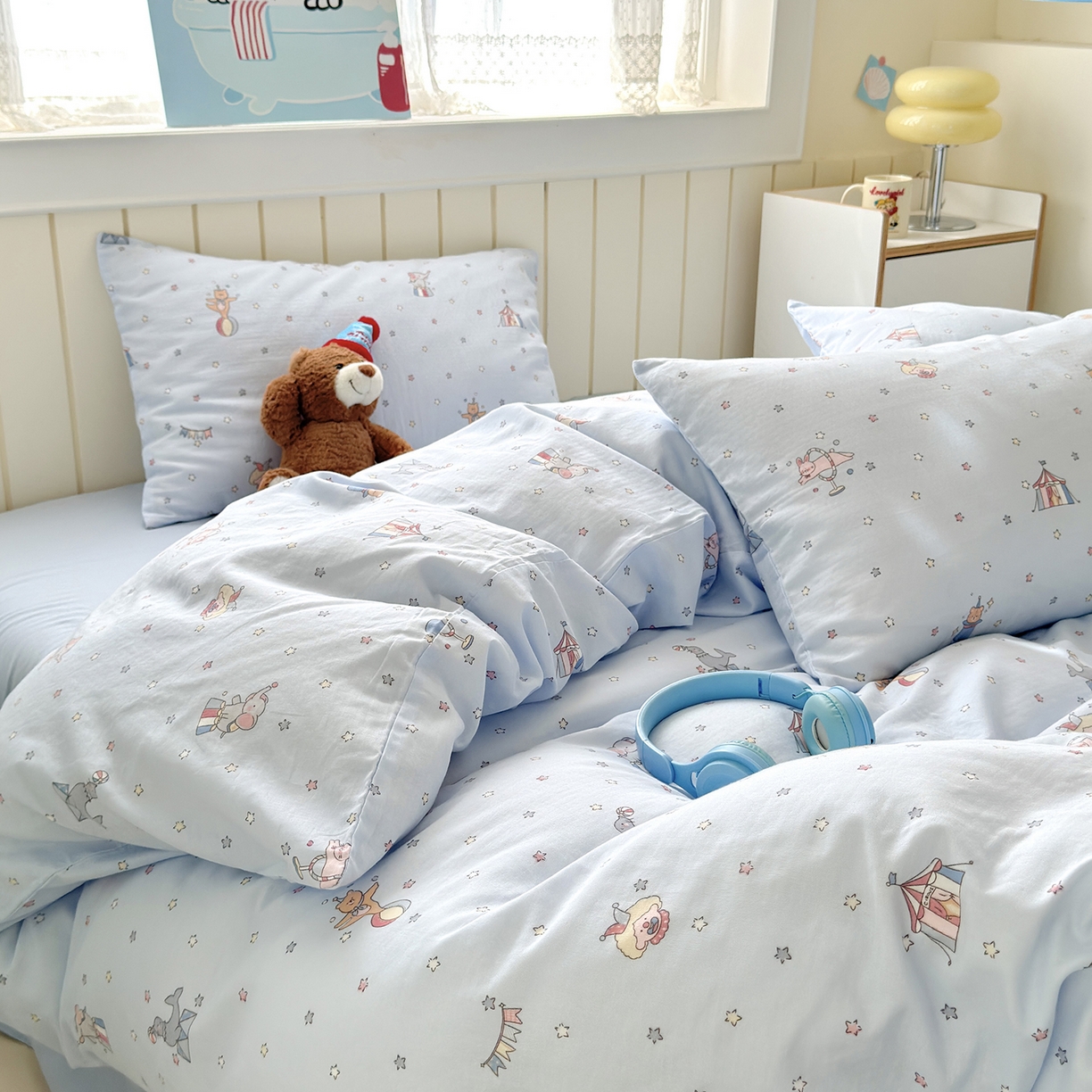 91家纺网 家纺一手货源 找家纺 于果 2025新款全棉双层纱四件套（第六批） 马戏团-兰