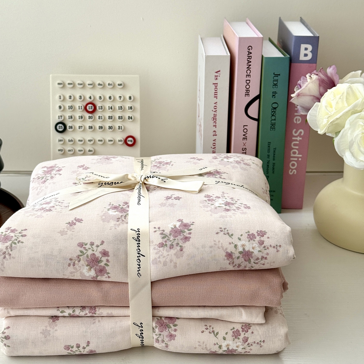 91家纺网 家纺一手货源 找家纺 于果 2025新款全棉双层纱四件套（第六批） 桃山雾-粉