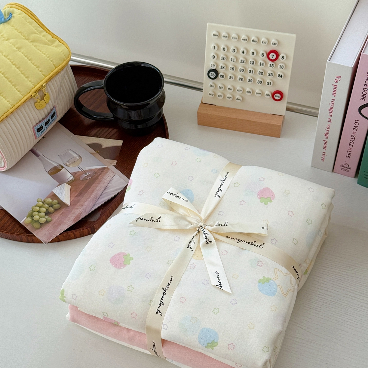 91家纺网 家纺一手货源 找家纺 于果 2025新款全棉双层纱四件套（第六批） 草莓派