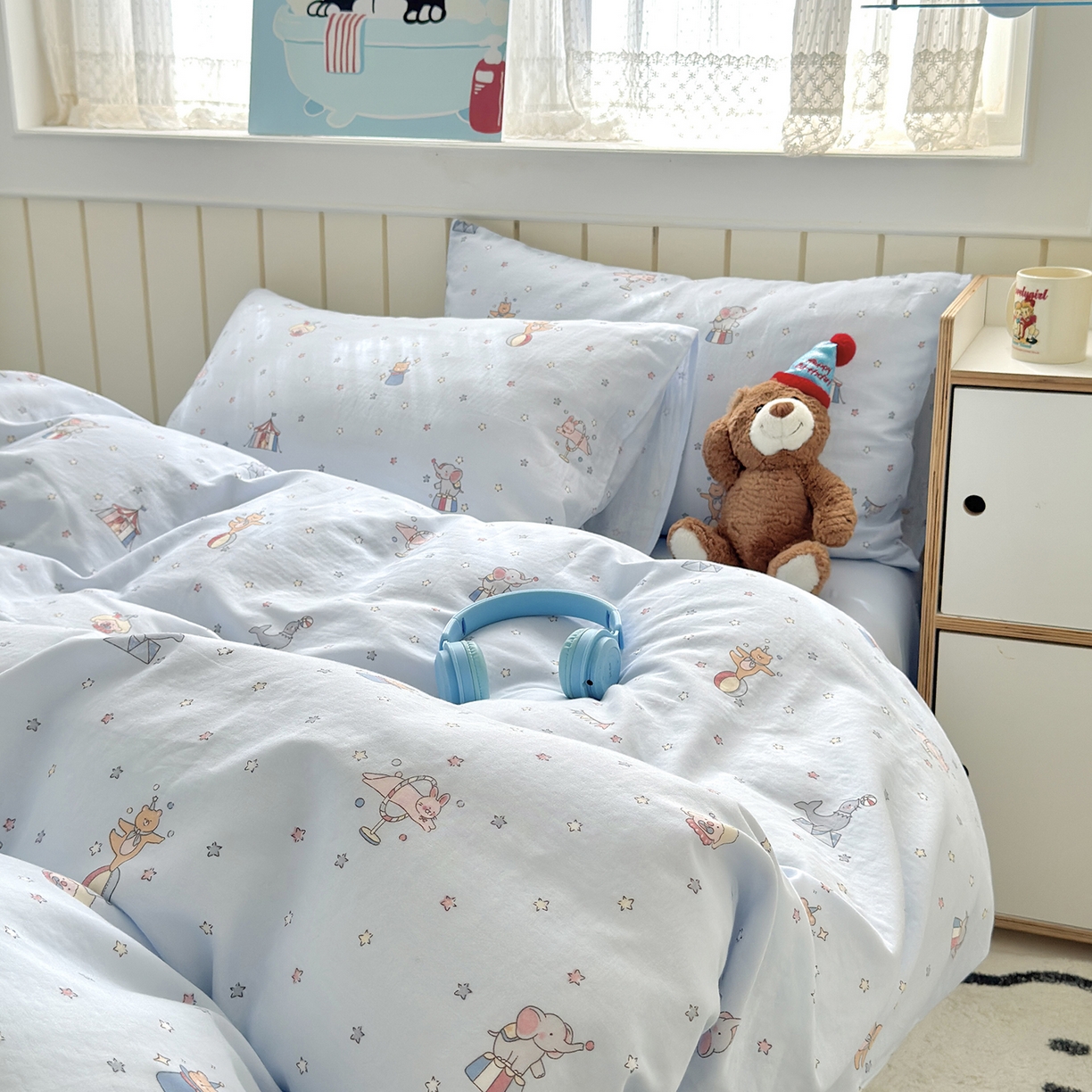 91家纺网 家纺一手货源 找家纺 于果 2025新款全棉双层纱四件套（第六批） 马戏团-兰