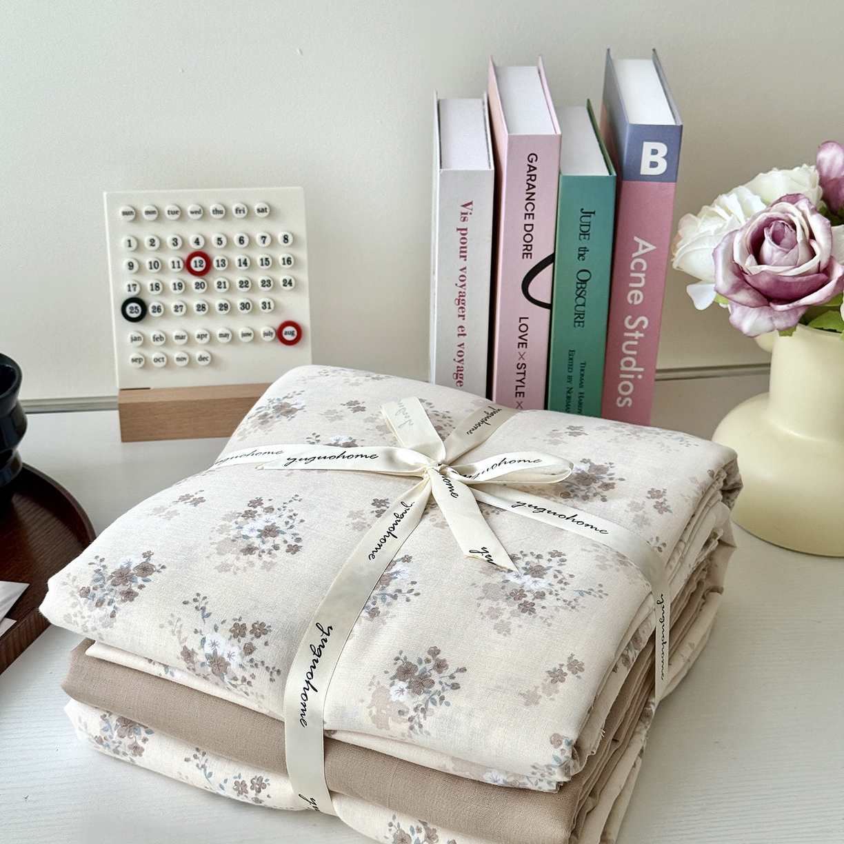 91家纺网 家纺一手货源 找家纺 于果 2025新款全棉双层纱四件套（第六批） 桃山雾-米