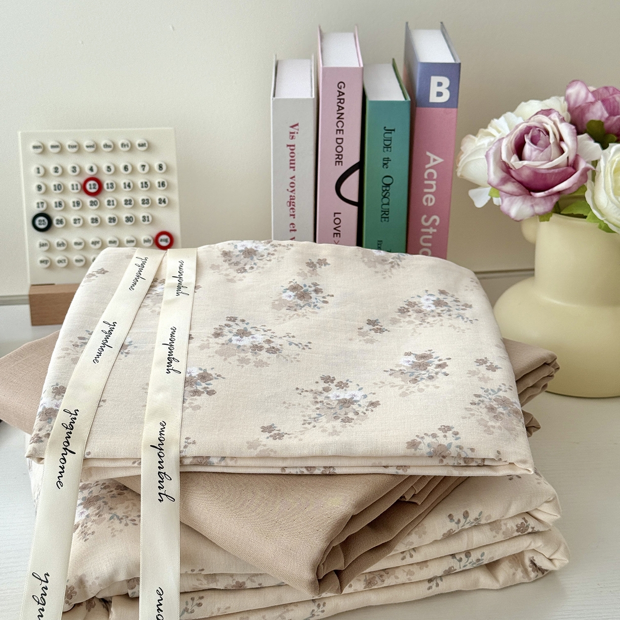 91家纺网 家纺一手货源 找家纺 于果 2025新款全棉双层纱四件套（第六批） 桃山雾-米