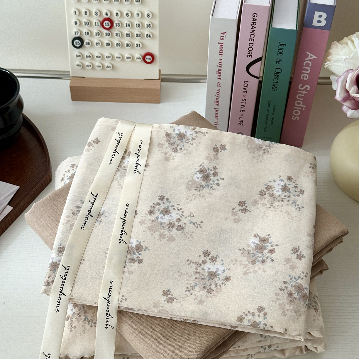 91家纺网 家纺一手货源 找家纺 于果 2025新款全棉双层纱四件套（第六批） 桃山雾-米