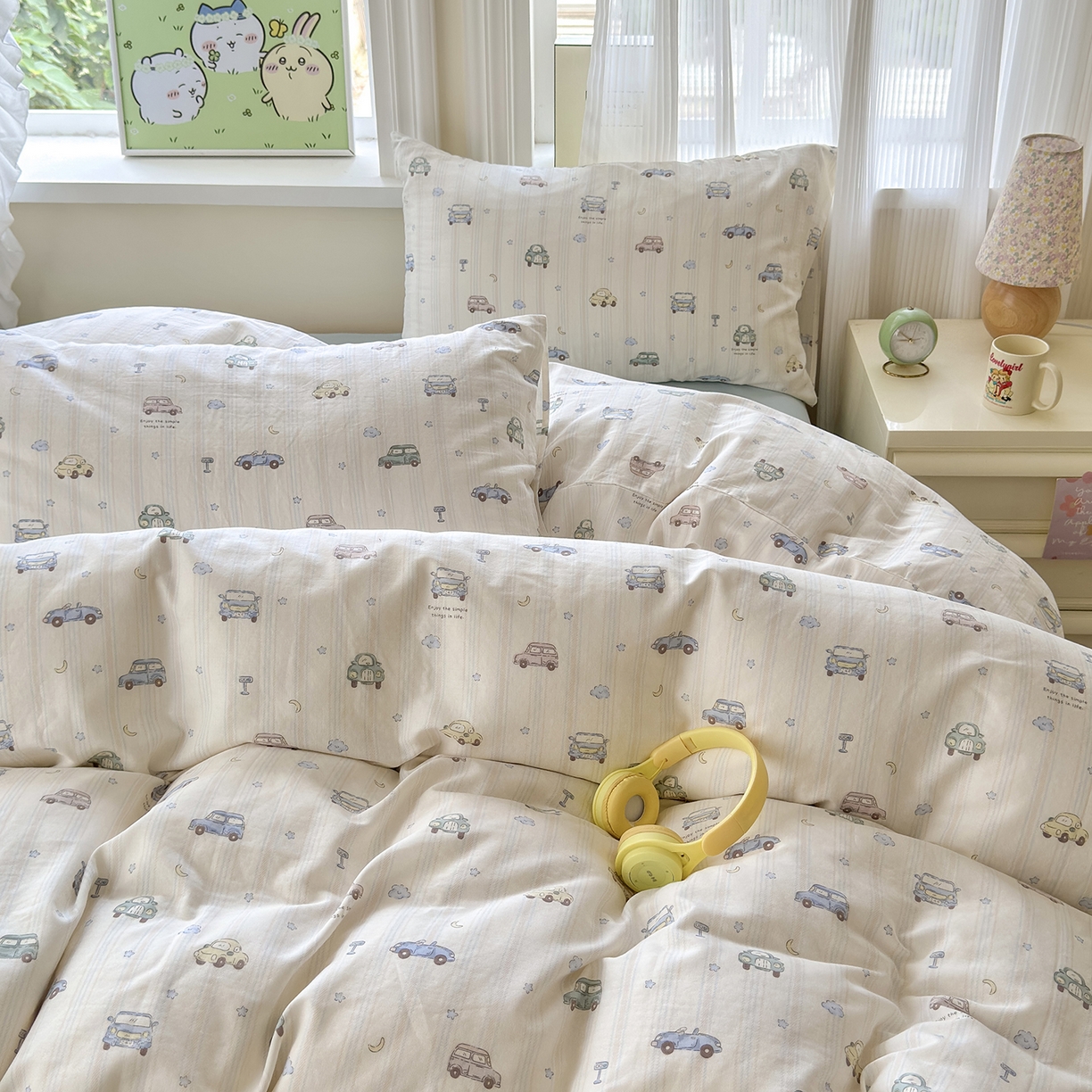 91家纺网 家纺一手货源 找家纺 于果 2025新款全棉双层纱四件套（第六批） 小汽车