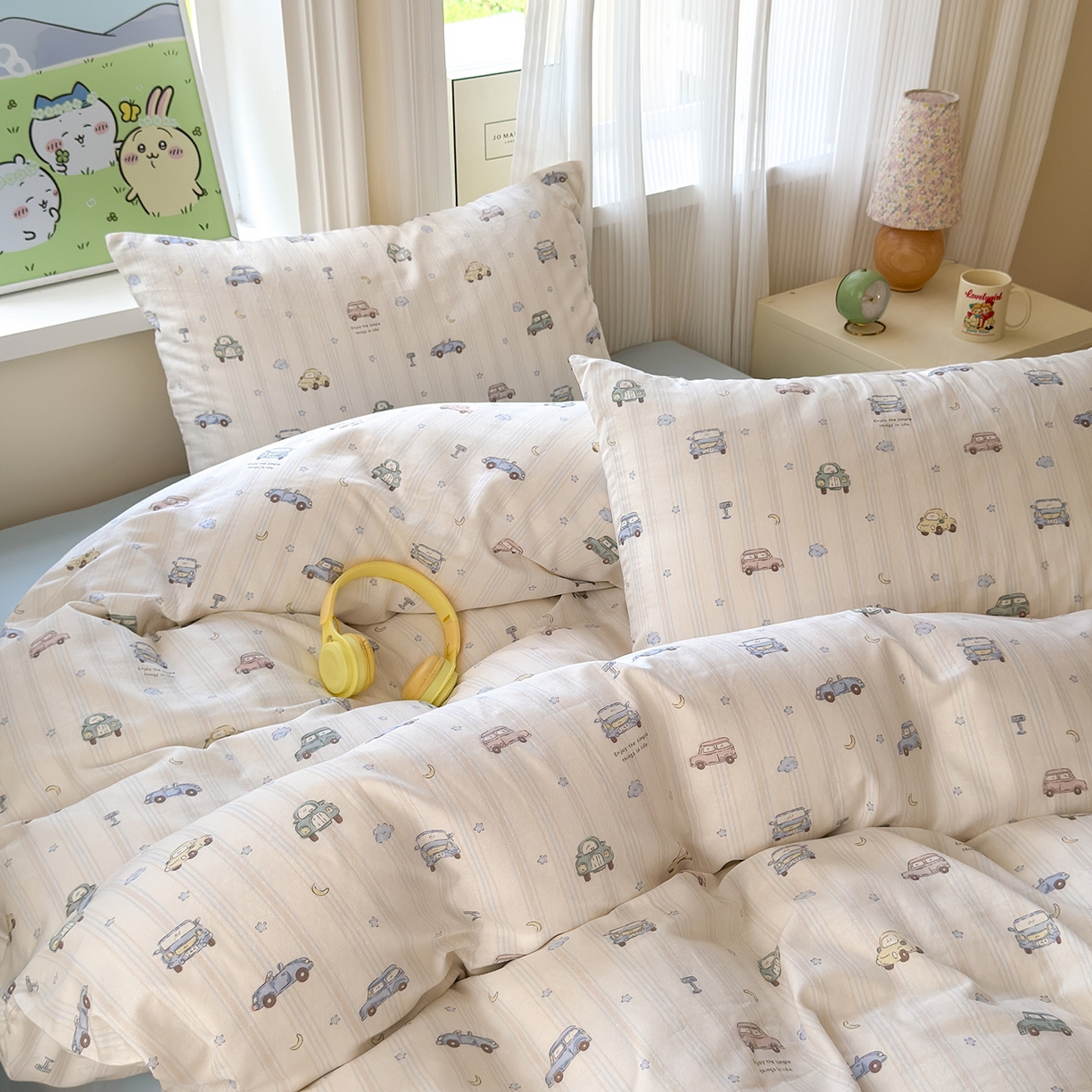 91家纺网 家纺一手货源 找家纺 于果 2025新款全棉双层纱四件套（第六批） 小汽车