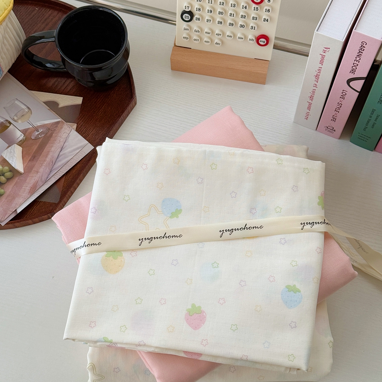 91家纺网 家纺一手货源 找家纺 于果 2025新款全棉双层纱四件套（第六批） 草莓派