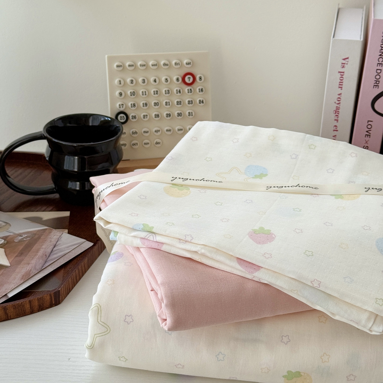 91家纺网 家纺一手货源 找家纺 于果 2025新款全棉双层纱四件套（第六批） 草莓派