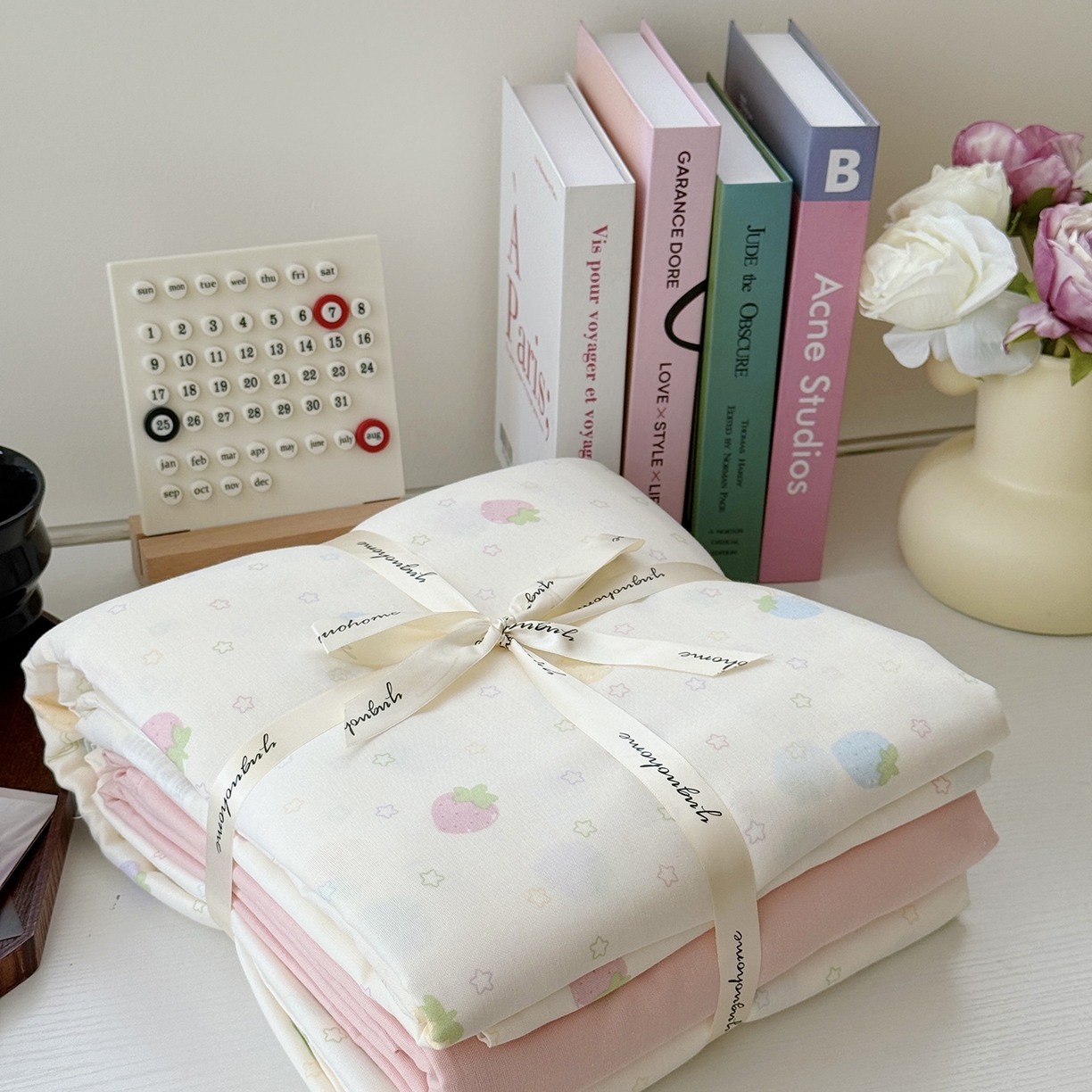 91家纺网 家纺一手货源 找家纺 于果 2025新款全棉双层纱四件套（第六批） 草莓派