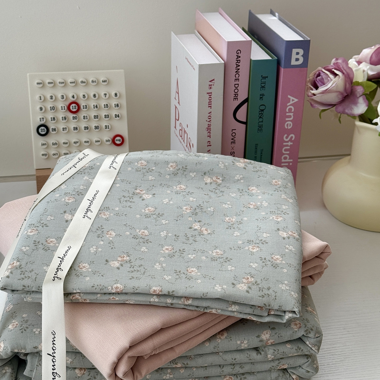 91家纺网 家纺一手货源 找家纺 于果 2025新款全棉双层纱四件套（第六批） 星奈-绿