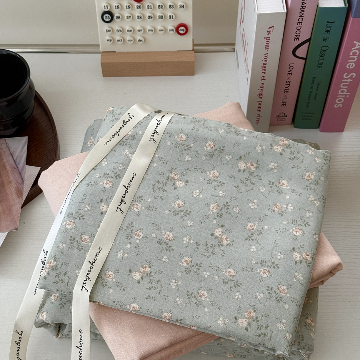 91家纺网 家纺一手货源 找家纺 于果 2025新款全棉双层纱四件套（第六批） 星奈-绿