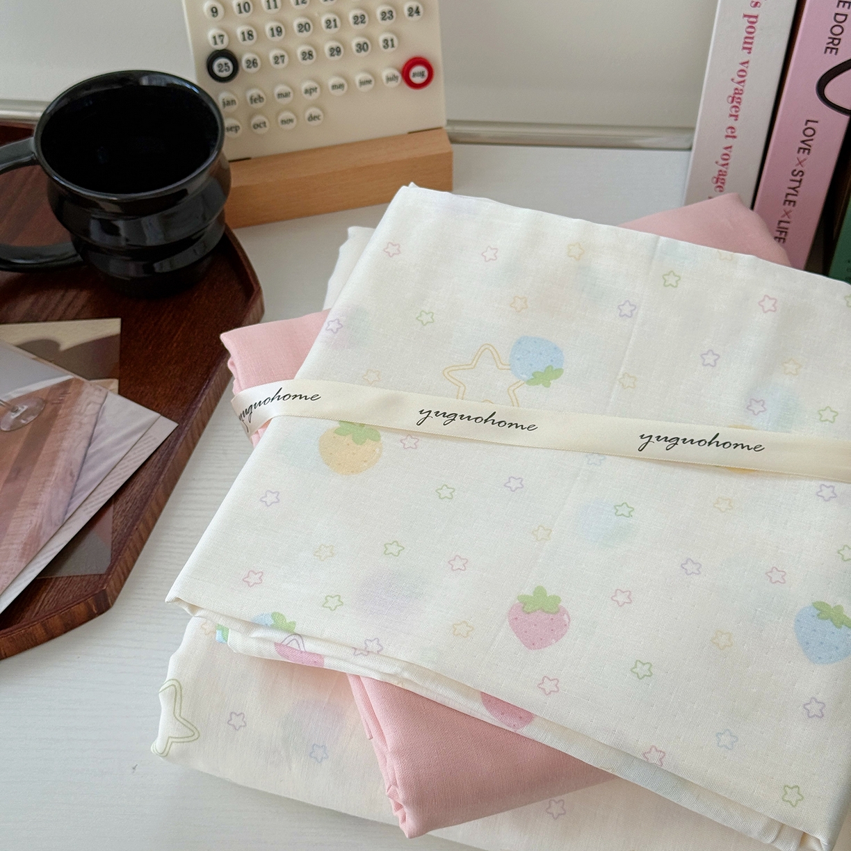 91家纺网 家纺一手货源 找家纺 于果 2025新款全棉双层纱四件套（第六批） 草莓派