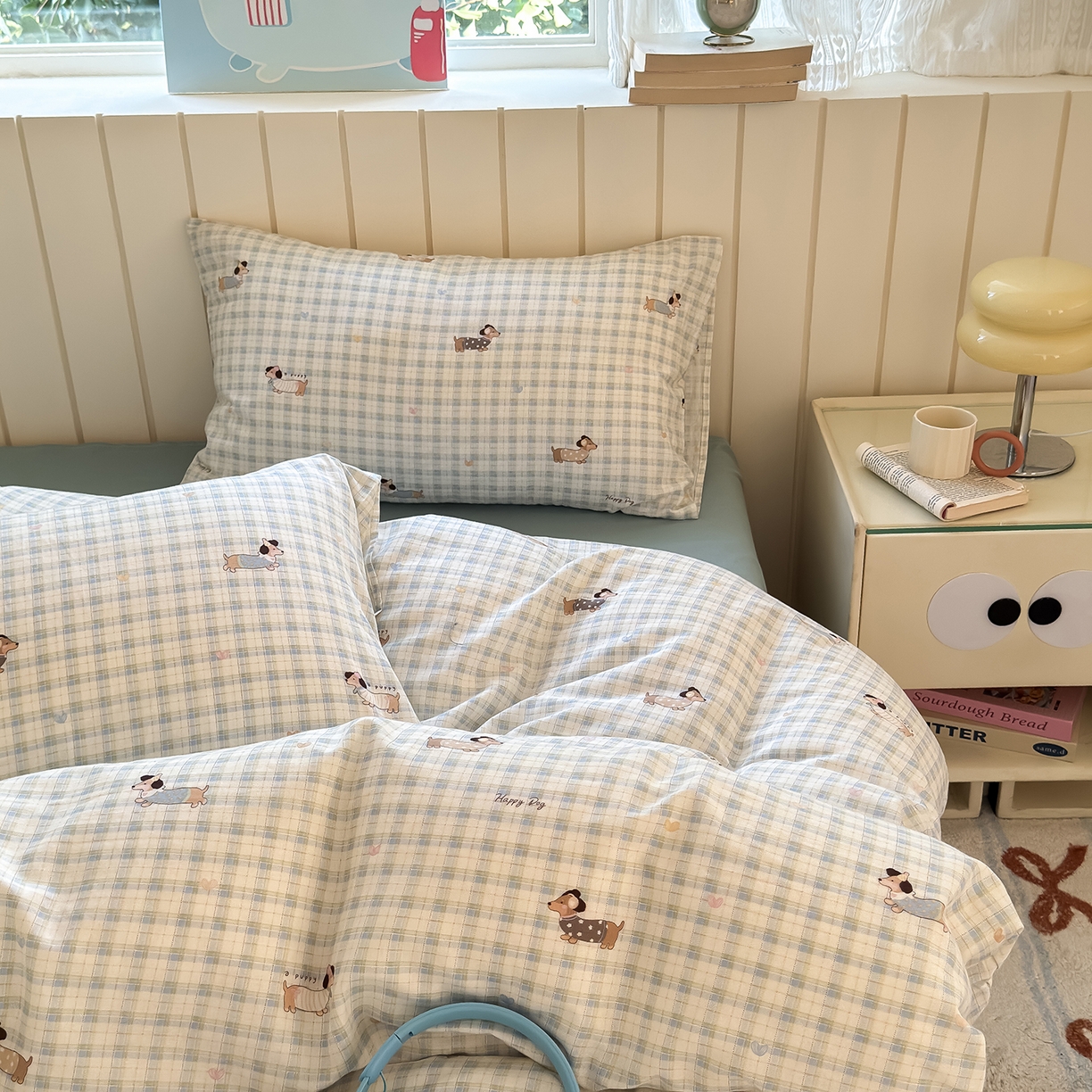 91家纺网 家纺一手货源 找家纺 于果 2025新款全棉双层纱四件套（第六批） 律动狗-兰