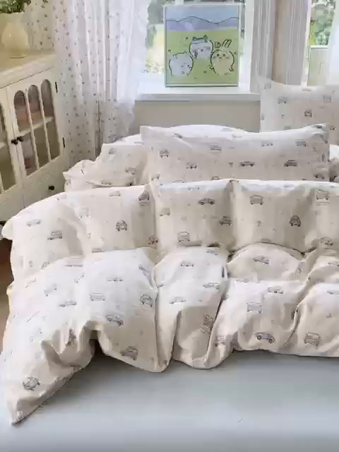 91家纺网 家纺一手货源 找家纺 于果 2025新款全棉双层纱四件套（第六批） 小汽车