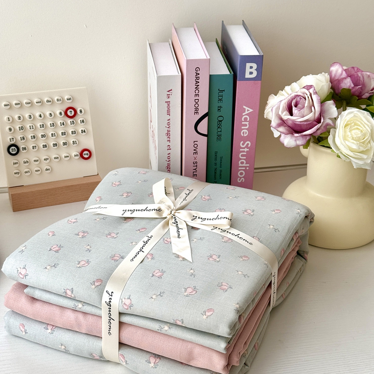 91家纺网 家纺一手货源 找家纺 于果 2025新款全棉双层纱四件套（第六批） 千颂伊-蓝