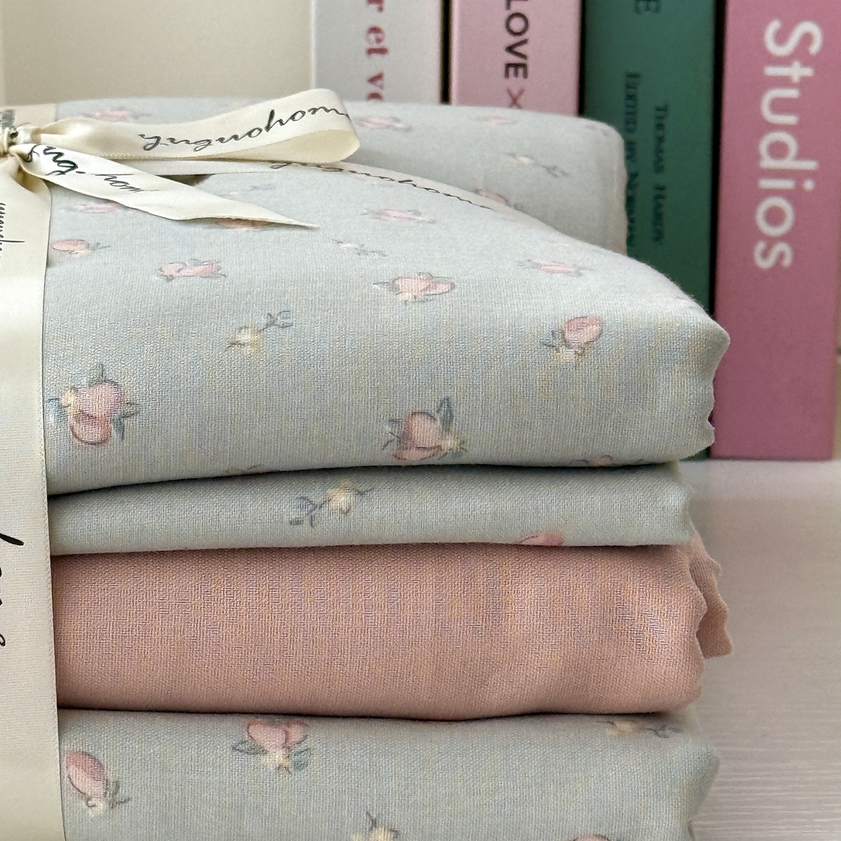 91家纺网 家纺一手货源 找家纺 于果 2025新款全棉双层纱四件套（第六批） 千颂伊-蓝