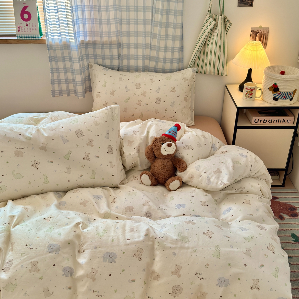 91家纺网 家纺一手货源 找家纺 于果 2025新款全棉双层纱四件套（第六批） 动物派对