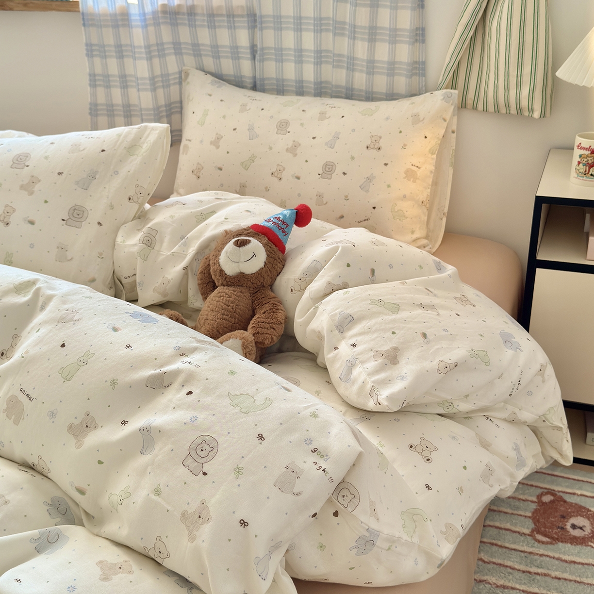 91家纺网 家纺一手货源 找家纺 于果 2025新款全棉双层纱四件套（第六批） 动物派对