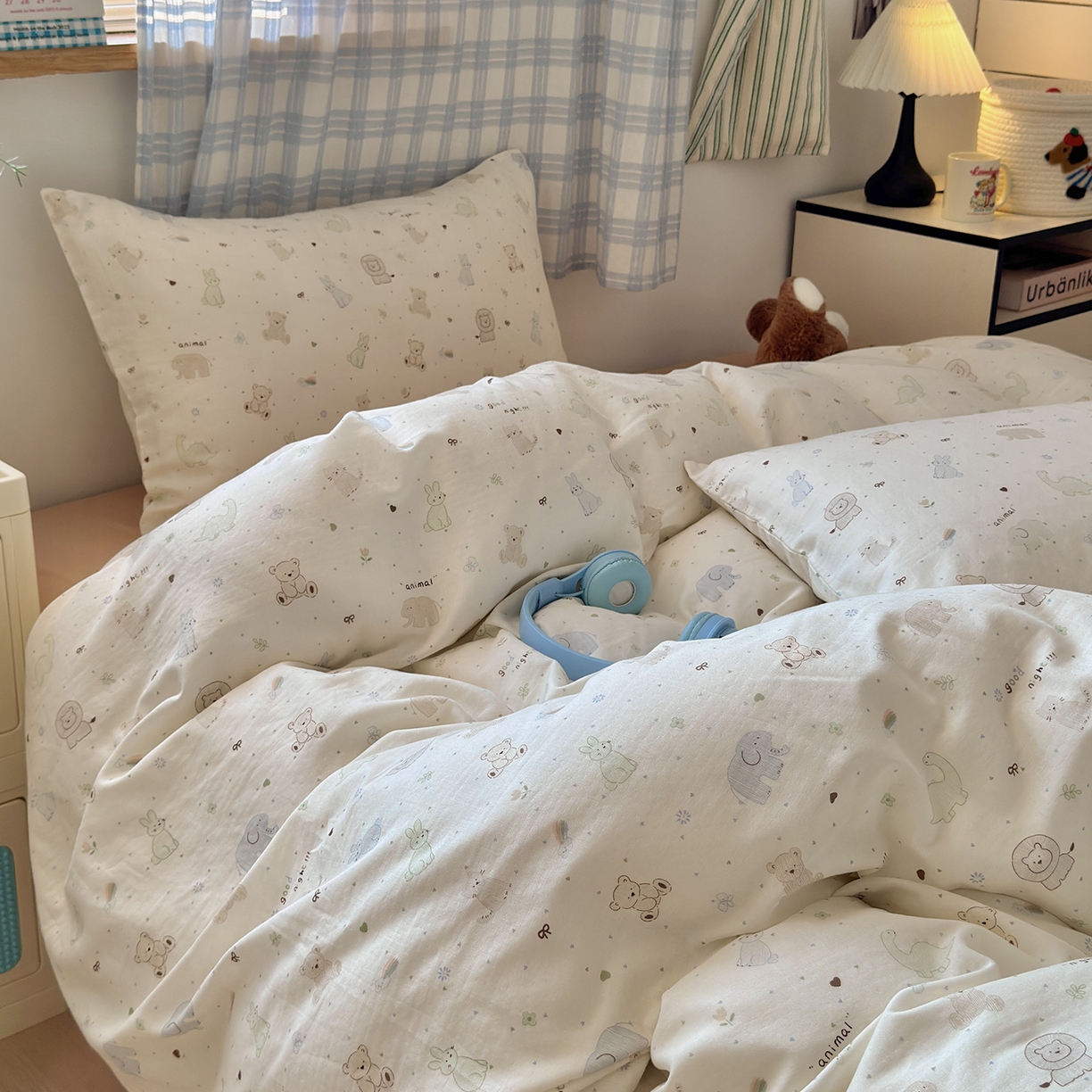 91家纺网 家纺一手货源 找家纺 于果 2025新款全棉双层纱四件套（第六批） 动物派对