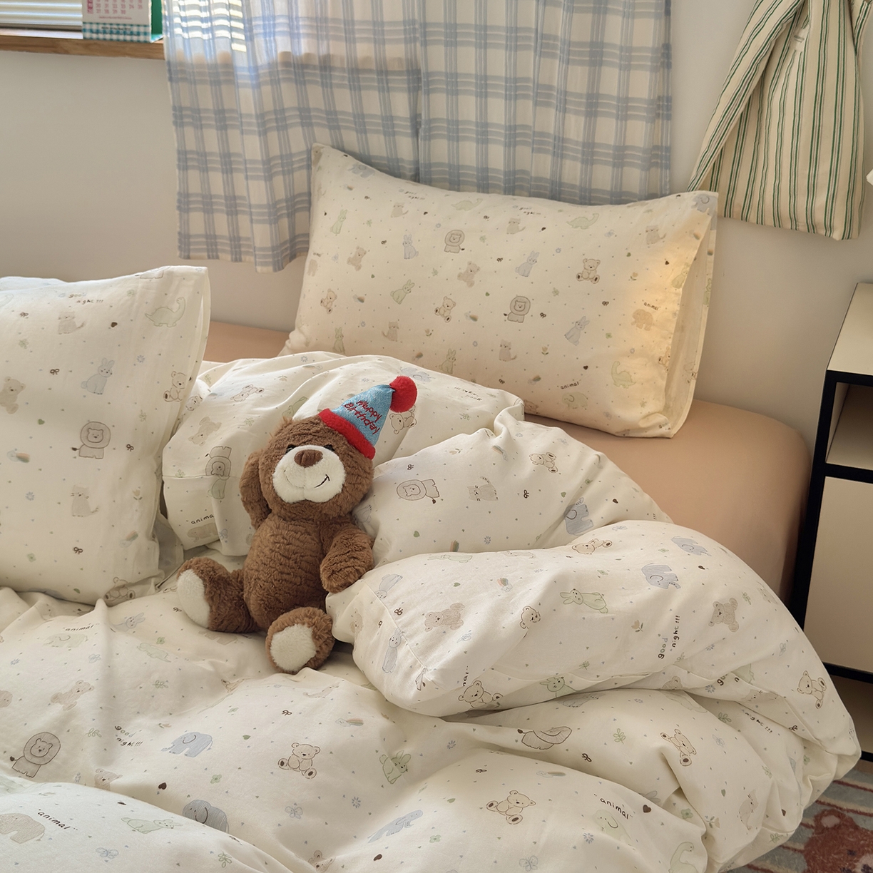 91家纺网 家纺一手货源 找家纺 于果 2025新款全棉双层纱四件套（第六批） 动物派对