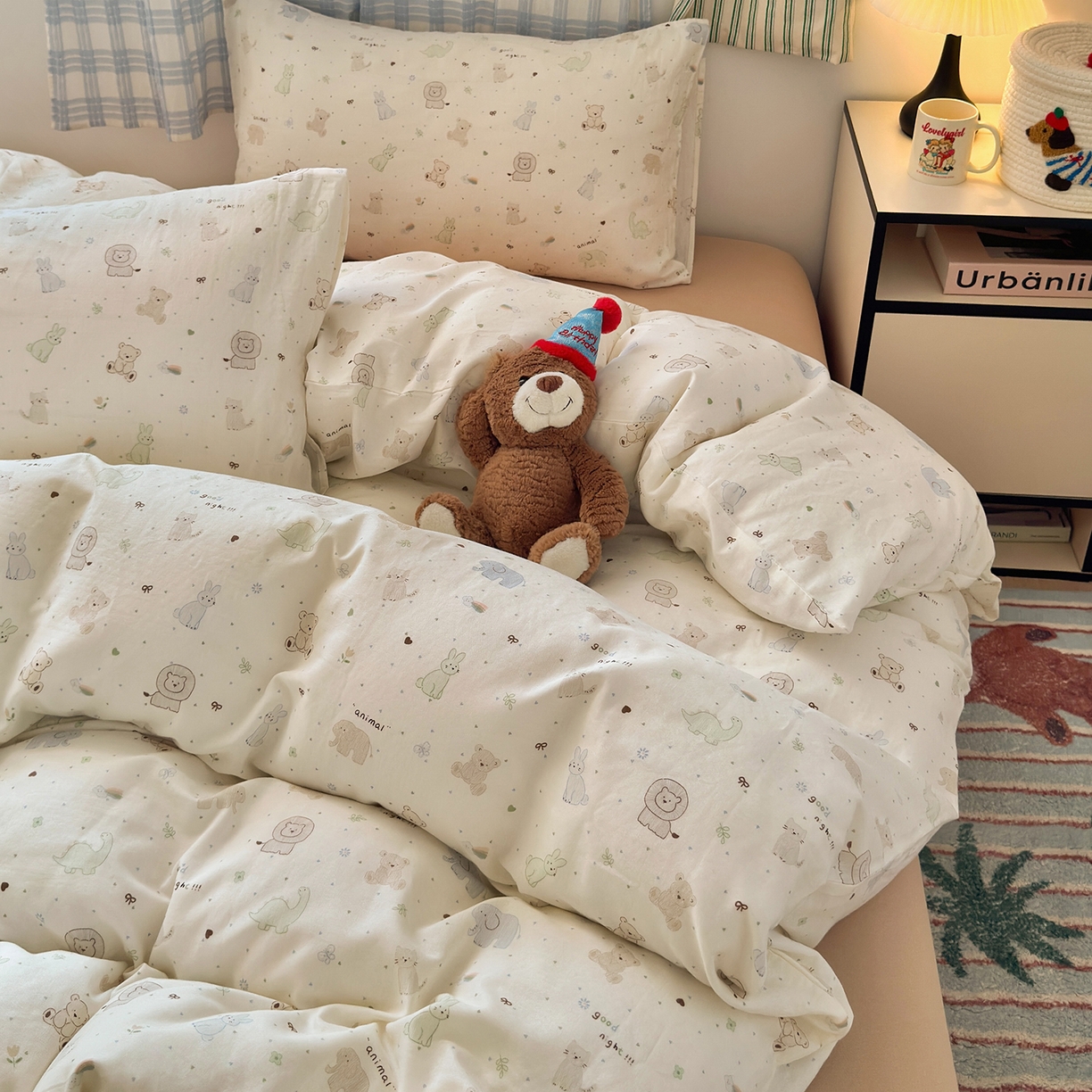 于果 2025新款全棉双层纱四件套（第六批） 动物派对