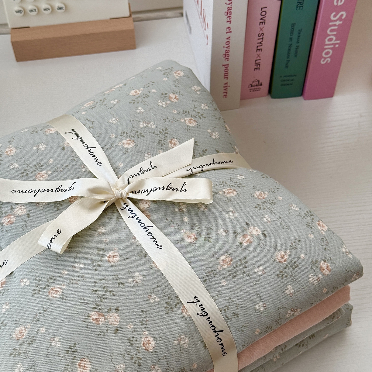 91家纺网 家纺一手货源 找家纺 于果 2025新款全棉双层纱四件套（第六批） 星奈-绿