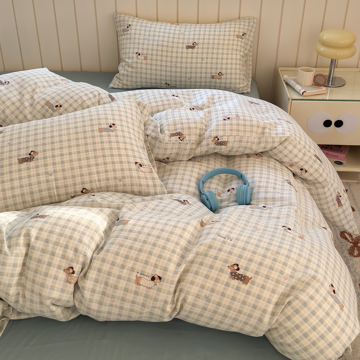 于果 2025新款全棉双层纱四件套（第六批） 律动狗-兰