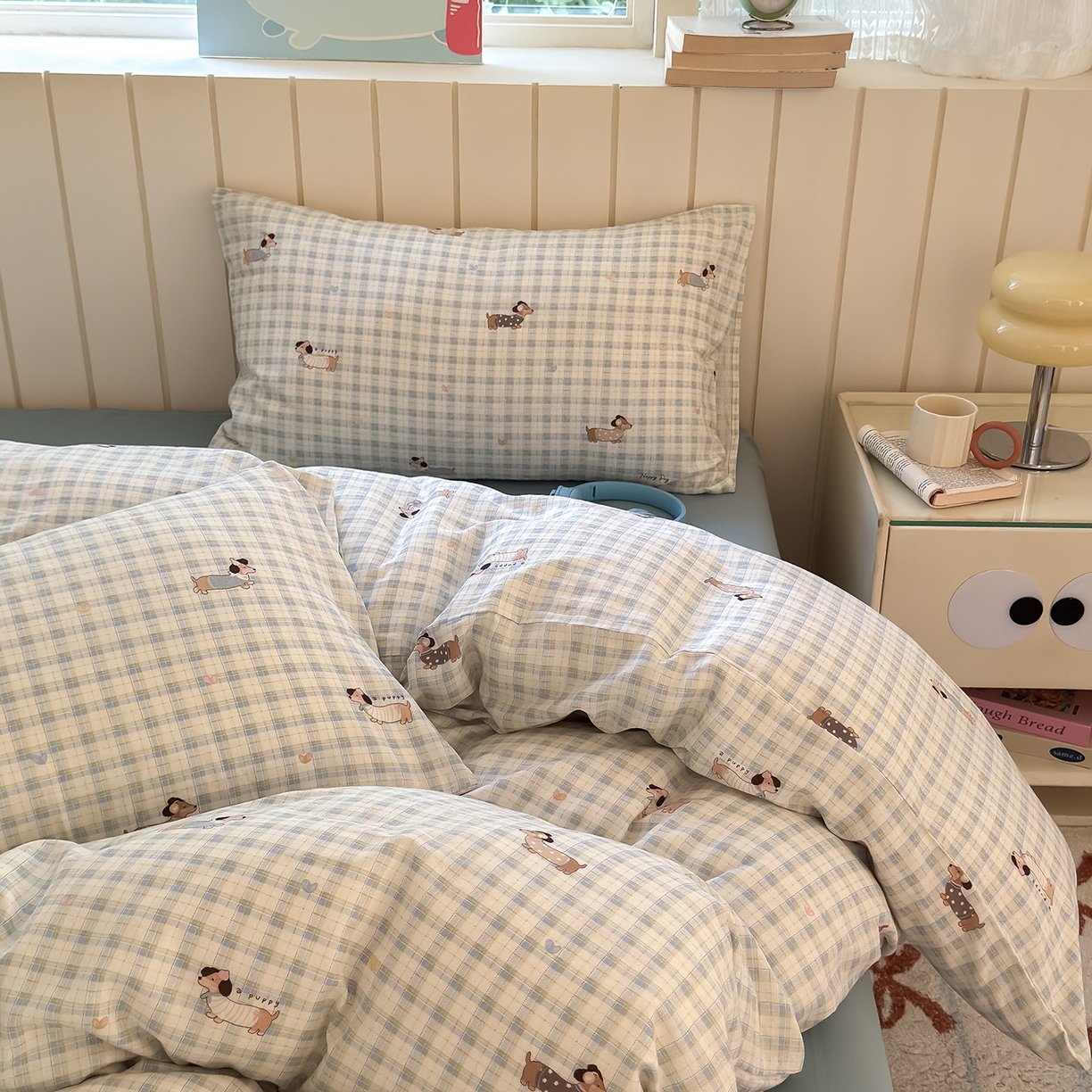 91家纺网 家纺一手货源 找家纺 于果 2025新款全棉双层纱四件套（第六批） 律动狗-兰