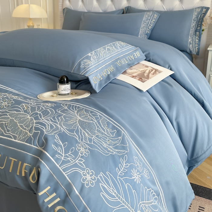 绒掌柜 （总）2025新品第一波 水洗天丝真丝冰丝四件套（礼盒装含买家秀）——清悦系列 宾利蓝