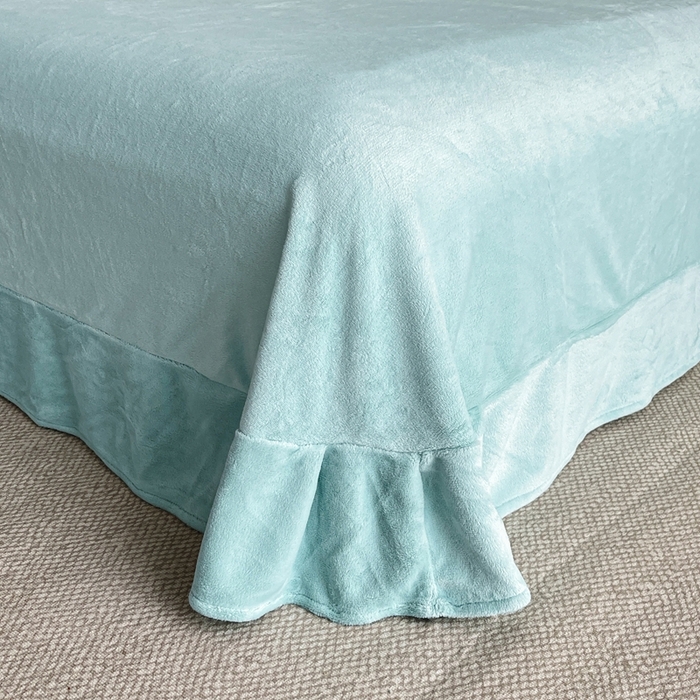 91家纺网 家纺一手货源 找家纺 绒掌柜 （总）2025新款消光级牛奶绒婴儿绒刺绣花边工艺款四件套（品质含买家秀）—巴黎系列 天水蓝